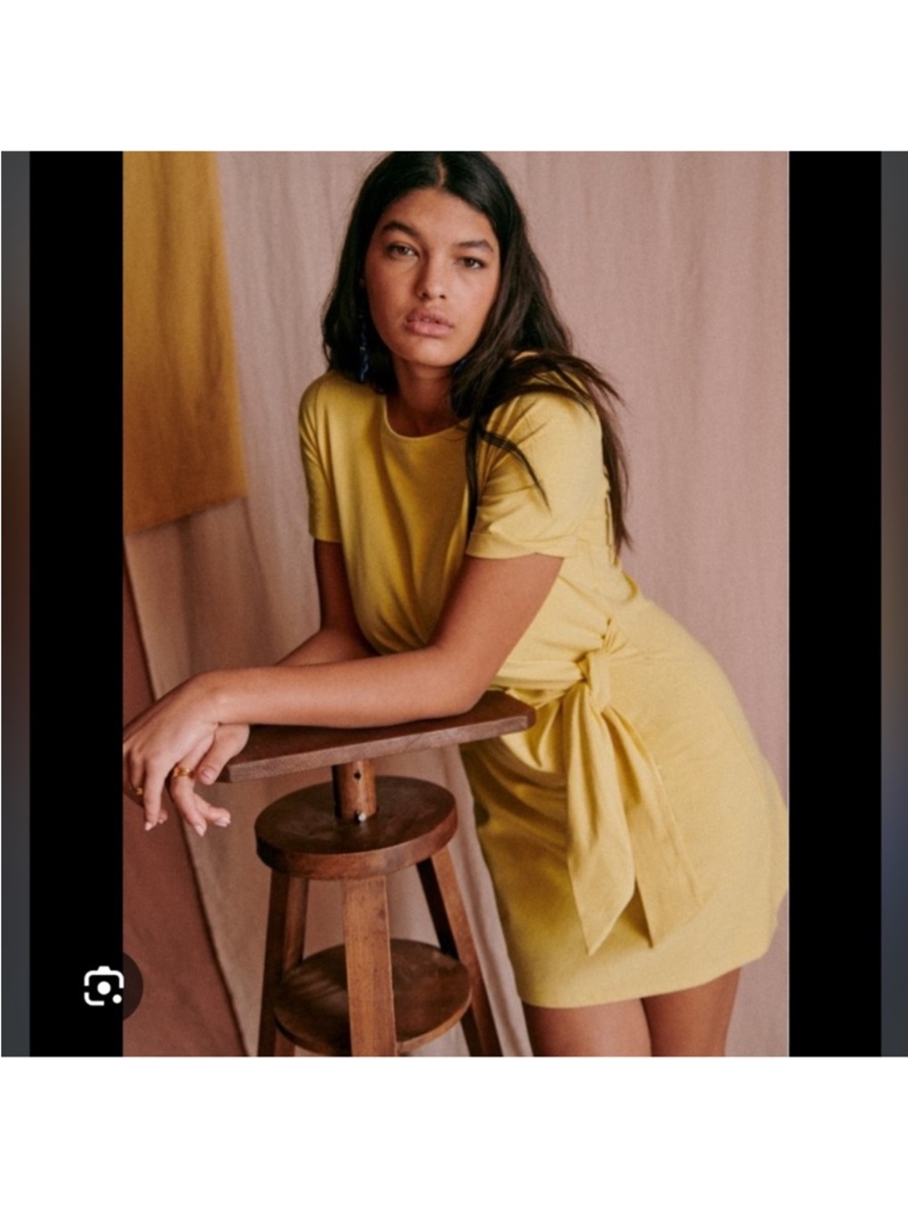Sezane pippa Yellow Tie-Waist Short Sleeve Dress - Women